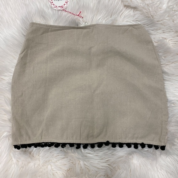Umgee Khaki Embroidered Detail Mini Skirt - Picture 2 of 2